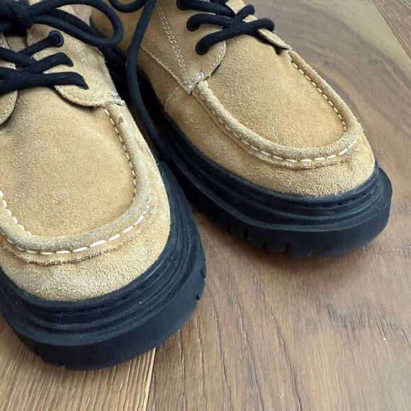 Zara Tan Suede Oxford Chunky Lug Sole EU 40 - Picture 5 of 10